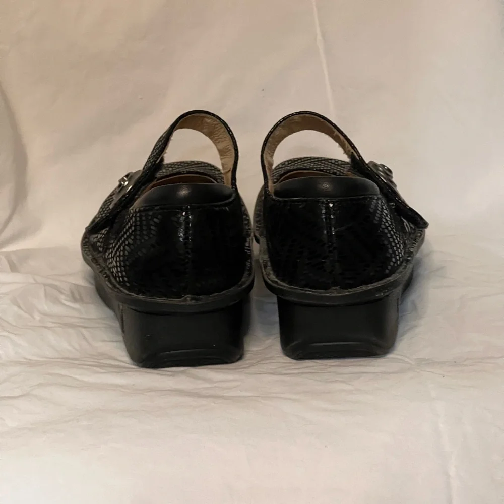 Alegria Black Textured Mary Jane with Silver Button Accent - Picture 7 of 7